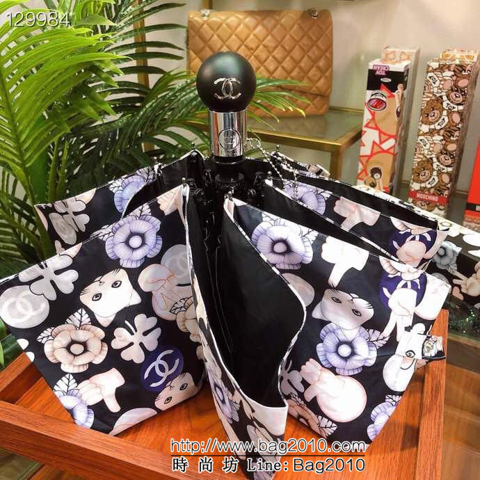 CHANEL香奈兒 時尚單品 招財龍貓 春夏新品 驚豔款 專櫃最新款 山茶花全自動UV晴雨傘  sll1001
